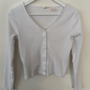 2 for $40 👖Levi's White Ribbed V-Neck Button-Up Top Sz Medium